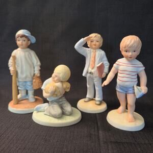 VTG Frances Hook Set Of 4 "For A Mother's Love" Signed Boy Porcelain Figurines